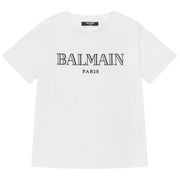 Balmain Kids Printed Logo White T-Shirt