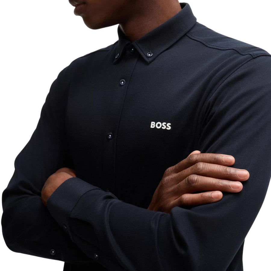 BOSS B-Motion Regular Fit Anti-Wrinkle Dark Navy Shirt