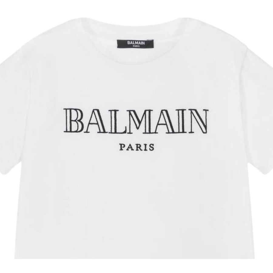 Balmain Kids Printed Logo White T-Shirt