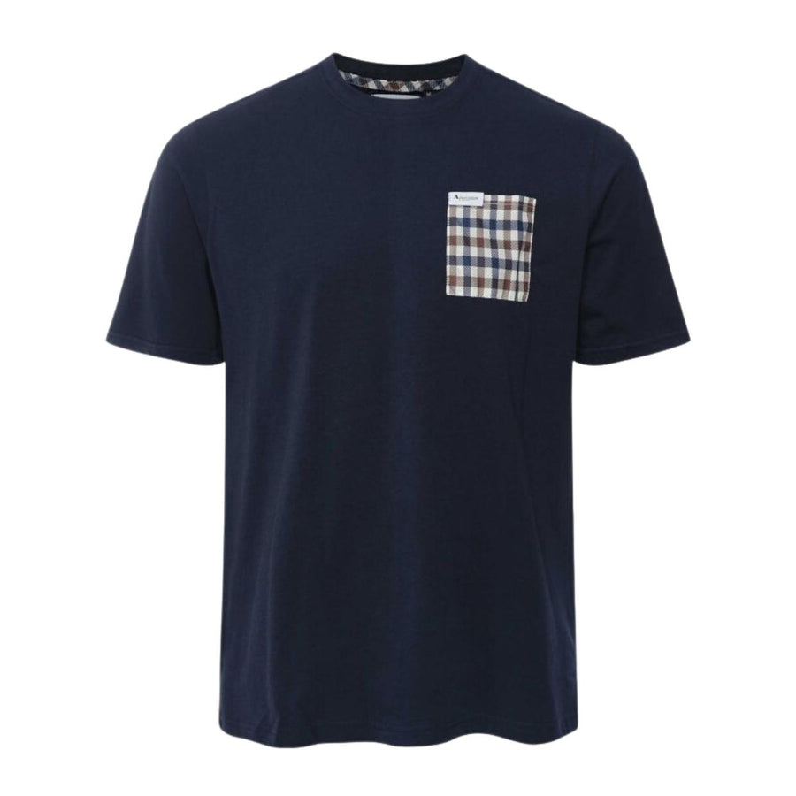 Aquascutum Active Club Check Pocket Navy T-Shirt