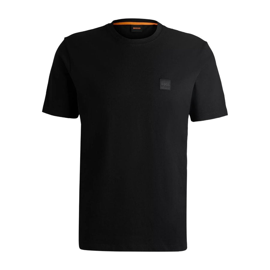 BOSS Tales Cotton Jersey Logo Patch Black T-Shirt