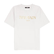 Balmain Kids Printed Contrast Logo White T-Shirt