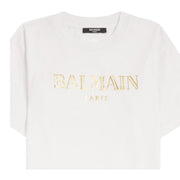 Balmain Kids Printed Contrast Logo White T-Shirt