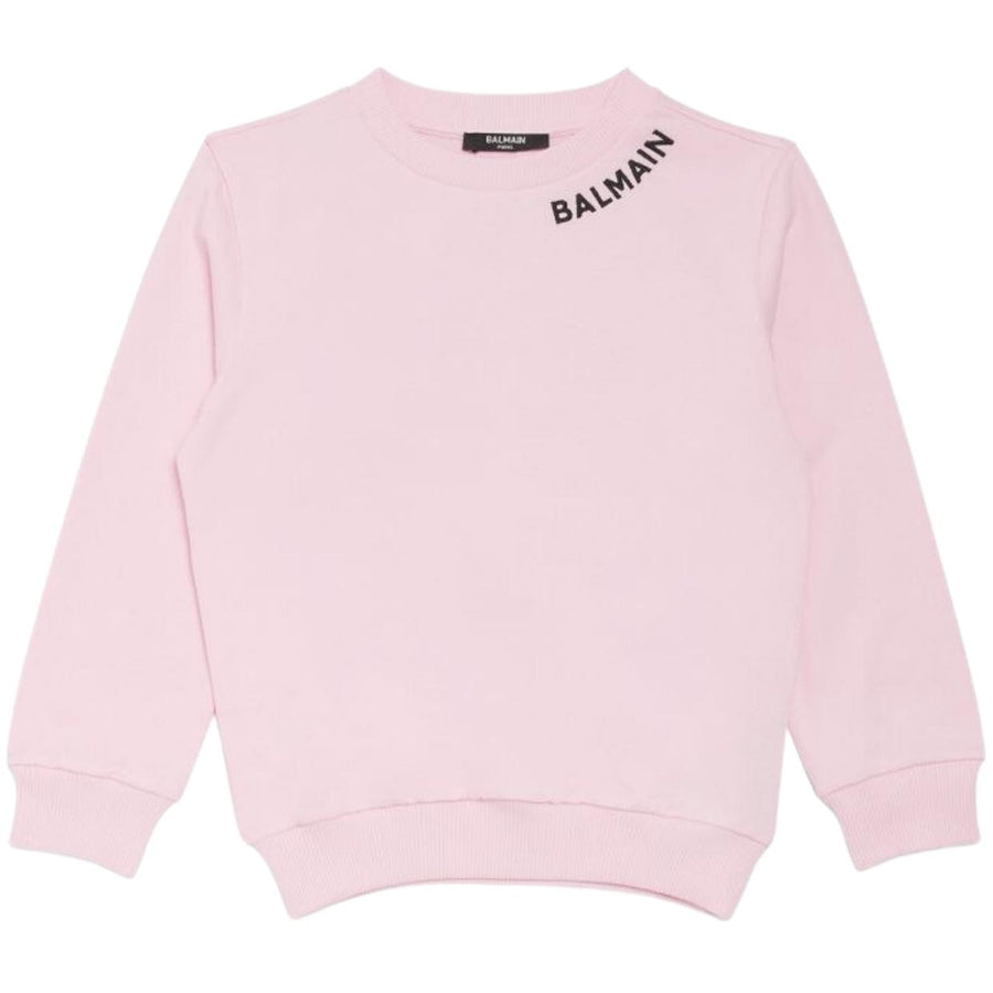 Balmain Kids Embroidered Logo Pink Sweatshirt