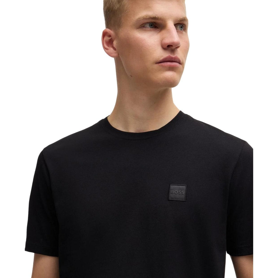 BOSS Tales Cotton Jersey Logo Patch Black T-Shirt