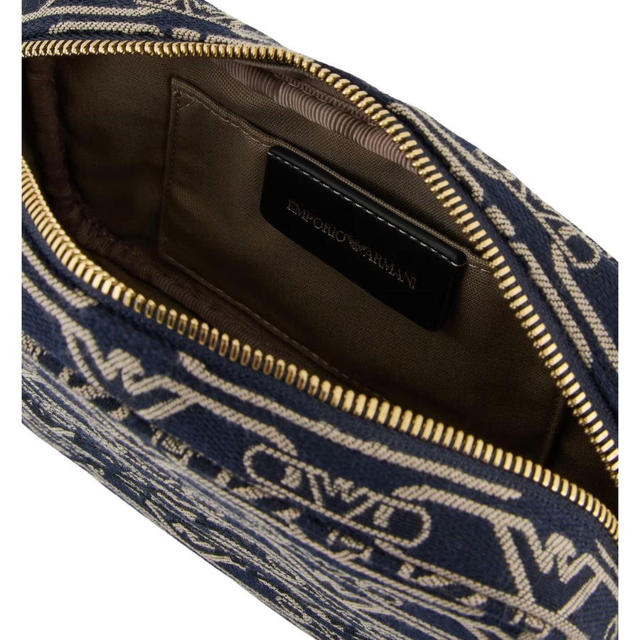 Emporio Armani Jacquard All-Over Monogram Navy Camera Bag