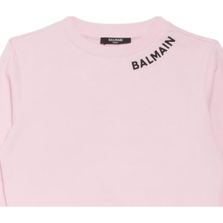 Balmain Kids Embroidered Logo Pink Sweatshirt