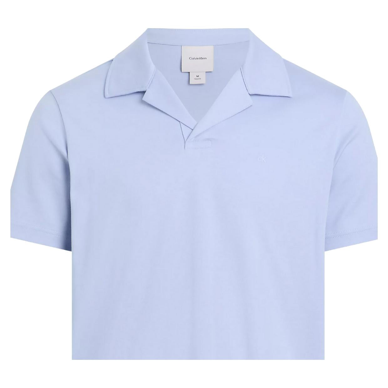 Calvin Klein Liquid Touch Cuban Collar Zen Blue Polo Shirt