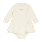 Balmain Baby Printed Logo Ivory Sweat Dress & Bloomers Set