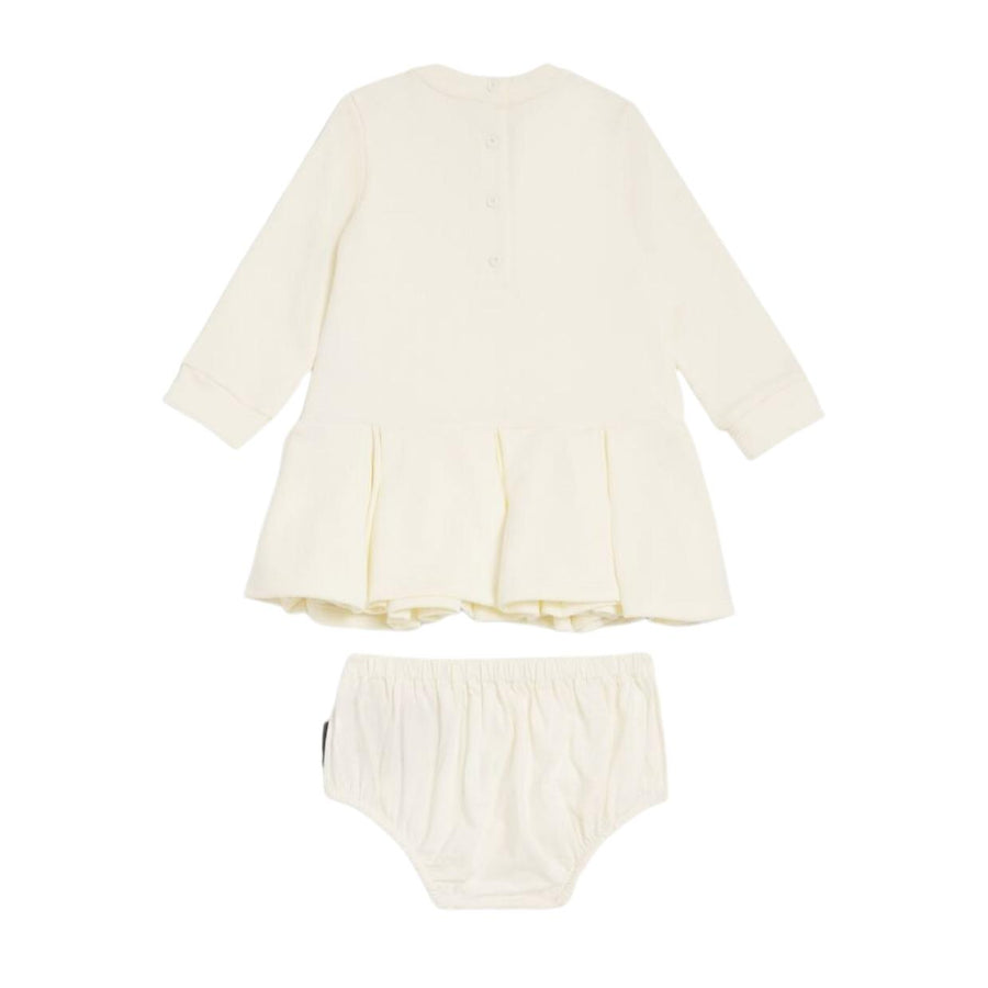 Balmain Baby Printed Logo Ivory Sweat Dress & Bloomers Set