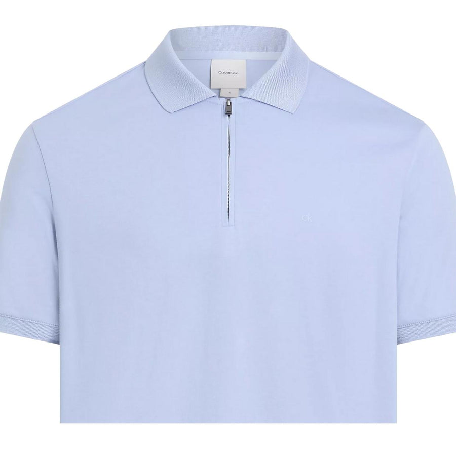 Calvin Klein Liquid Touch Welt Zip Zen Blue Polo Shirt