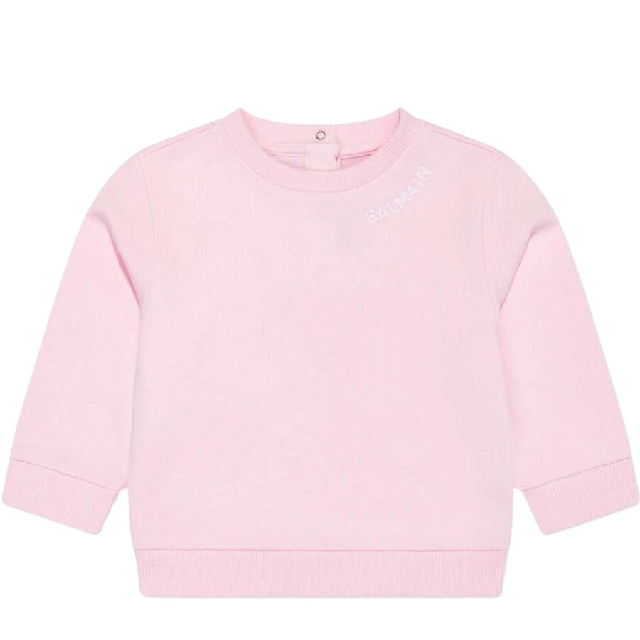 Balmain Baby Embroidered Logo Pink Sweatshirt