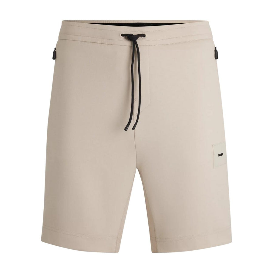 BOSS Headlo Rib Cotton Blend Beige Sweat Shorts