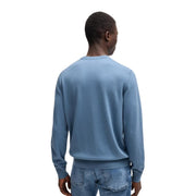 BOSS Kanovano Logo Patch Blue Cotton-Cashmere Sweatshirt