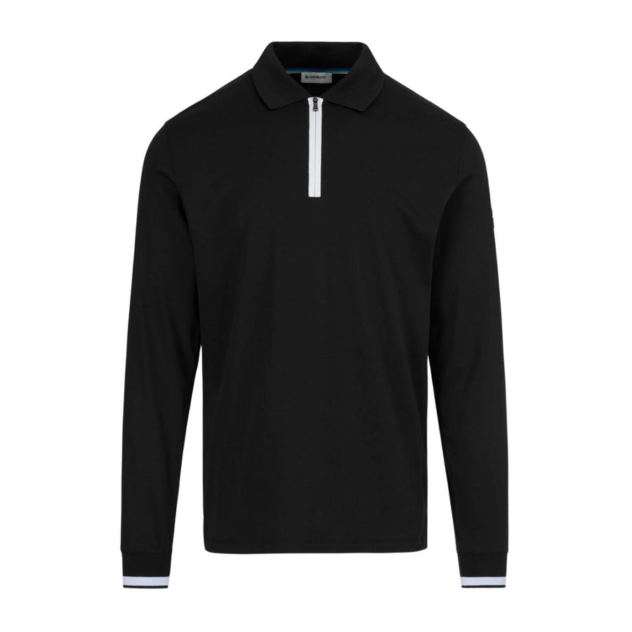 Sandbanks Silicone Zip Black Long Sleeve Polo Shirt