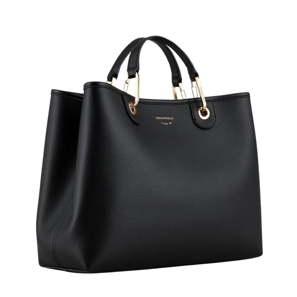 Emporio Armani Medium MyEA Logo Black Tote Bag