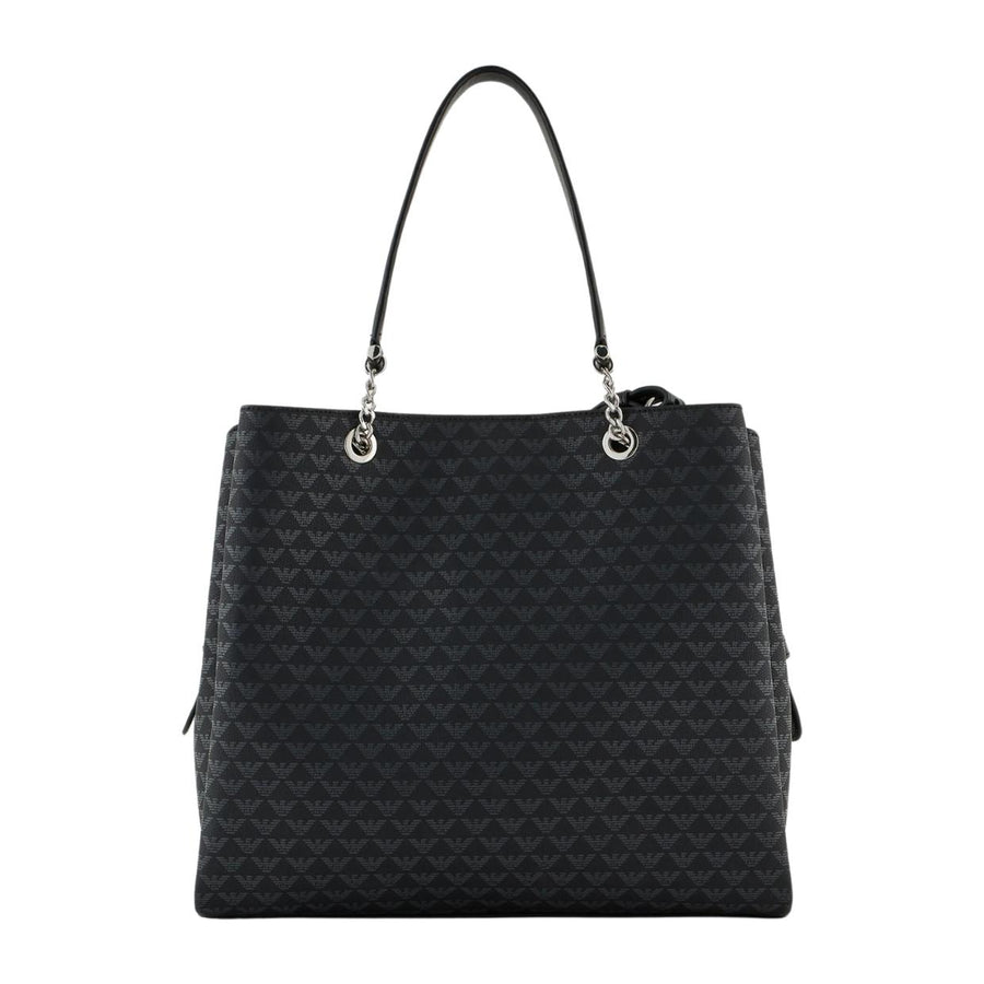 Emporio Armani All-Over Eagle Logo Black Tote Bag