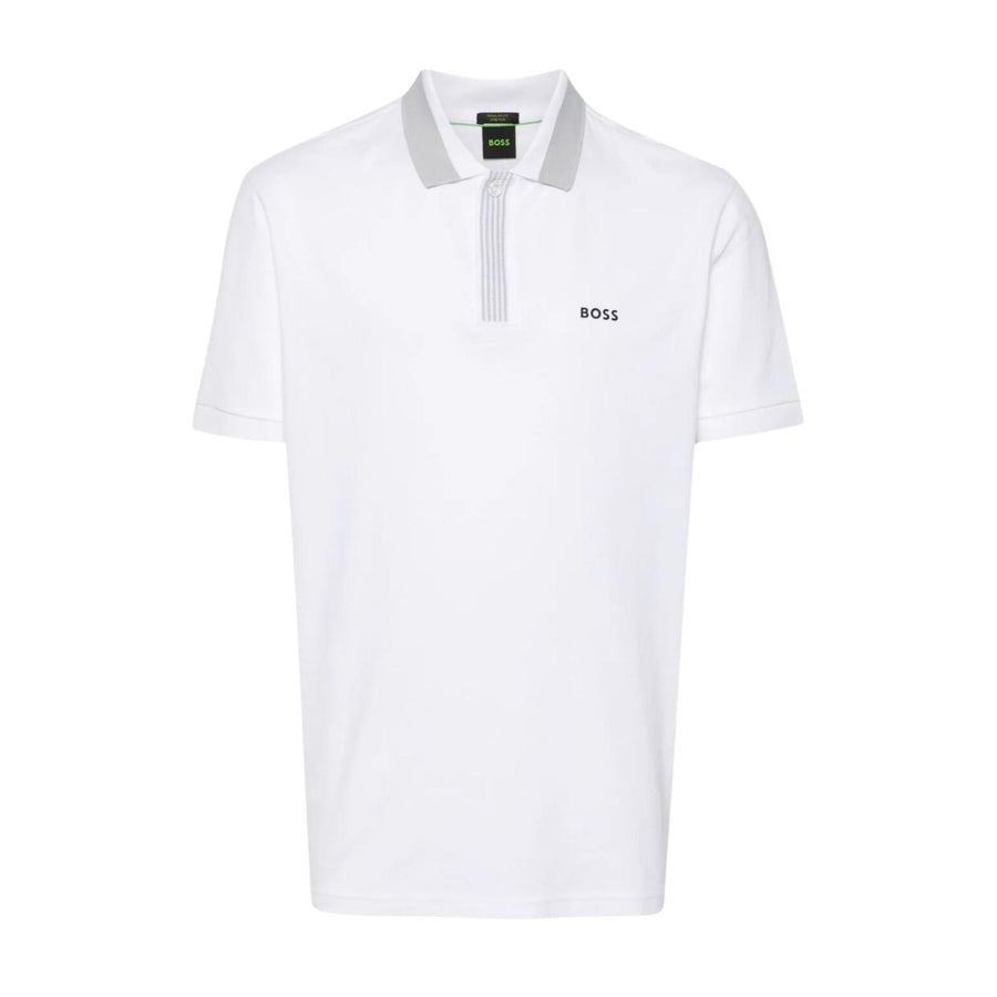 BOSS Paddy 3 Logo Print White Polo Shirt