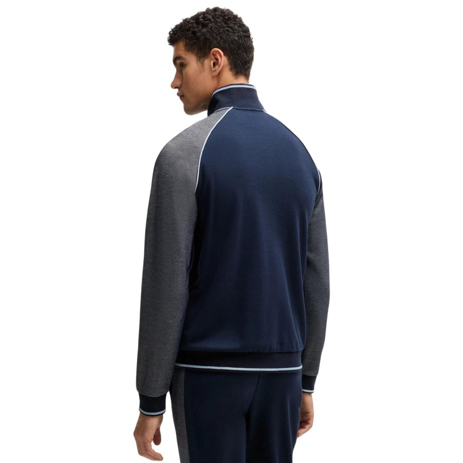 BOSS Contrast Logo Half Zip Navy Sweatshirt