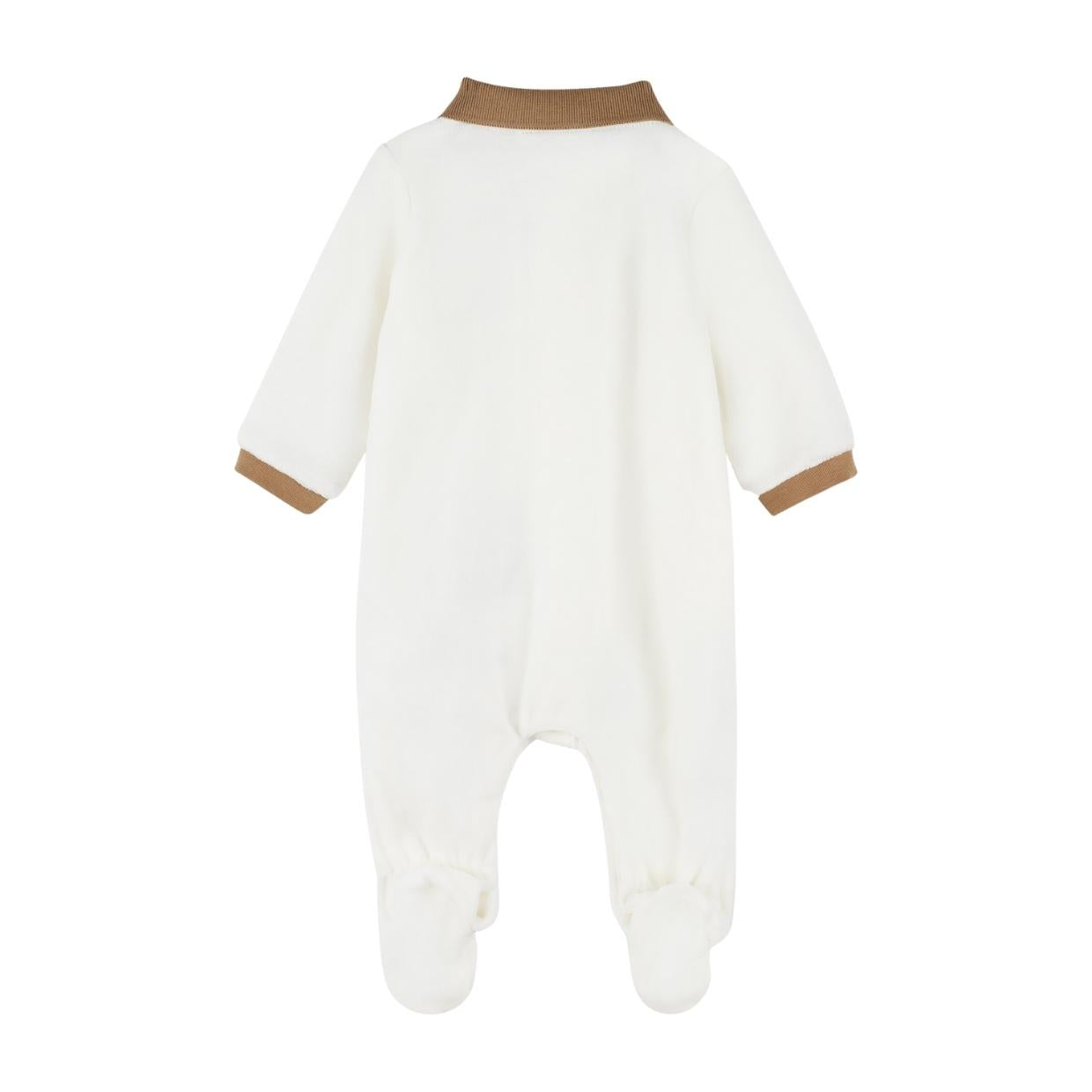 BOSS Baby Off-Whites Velvet Polo Neck Babygrow