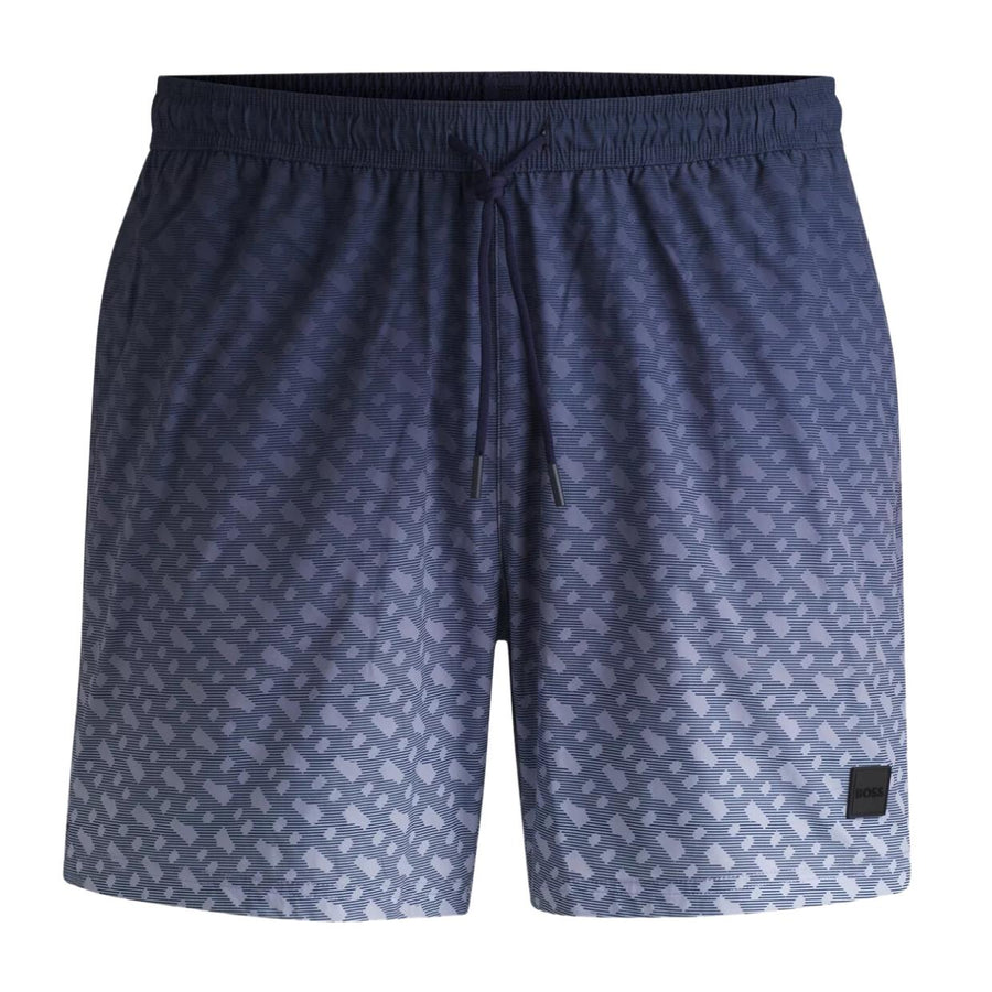 BOSS Degrade Monogram Vale Navy Swim Shorts