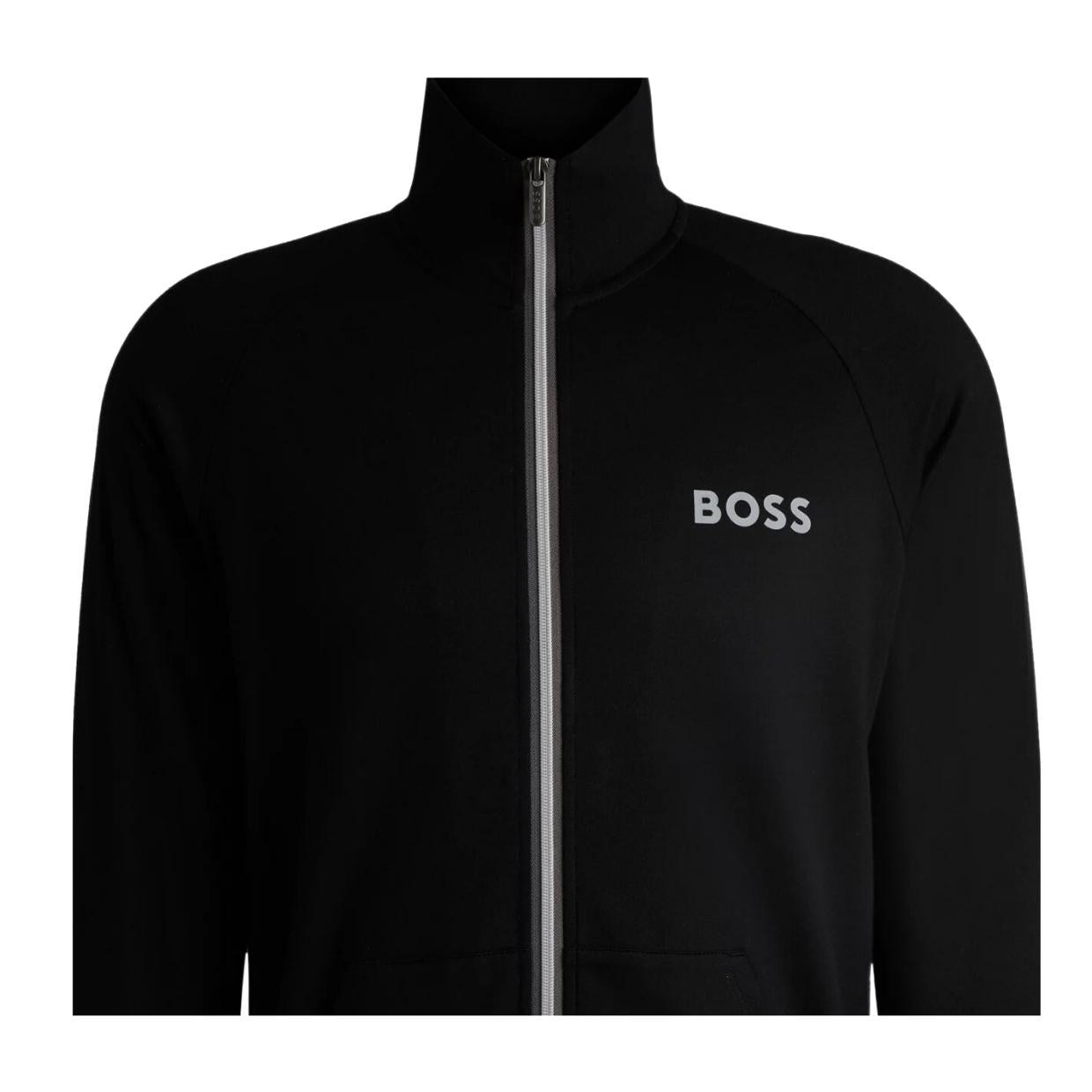 BOSS Print Logo Black Zip-Up Tracksuit Jacket