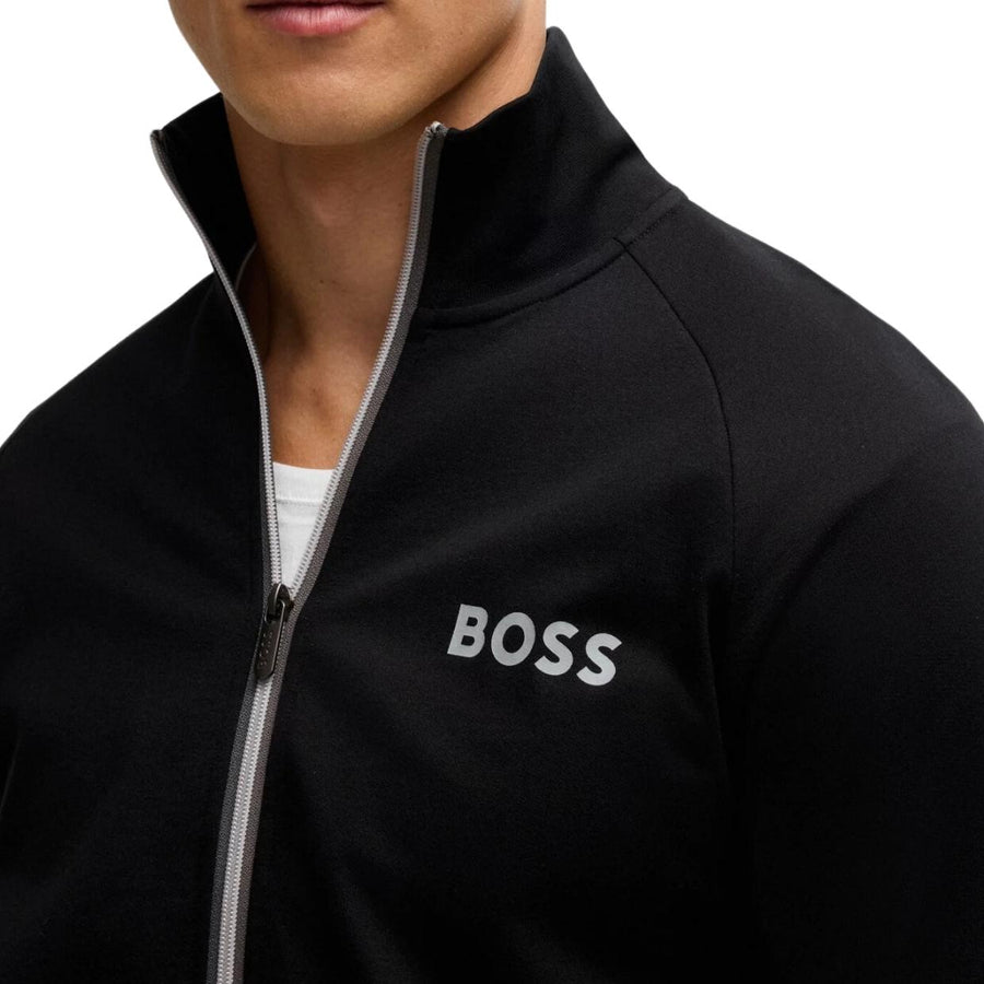 BOSS Print Logo Black Zip-Up Tracksuit Jacket