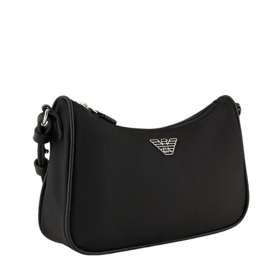 Emporio Armani Eagle Plaque Black Nylon Baguette Bag