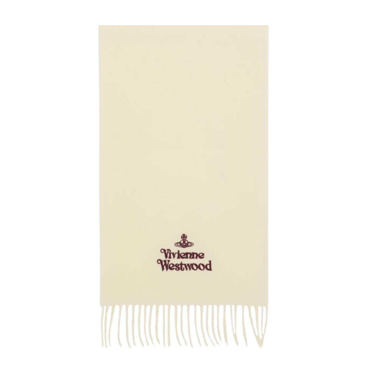 Vivienne Westwood Embroidered Logo White Scarf