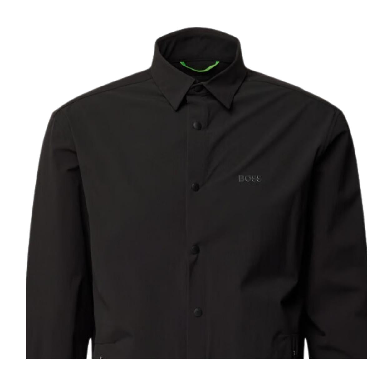 BOSS Relaxed Fit Basin Tech Black Overshirt