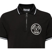 Versace Jeans Couture V Emblem Chain Logo Black Polo Shirt