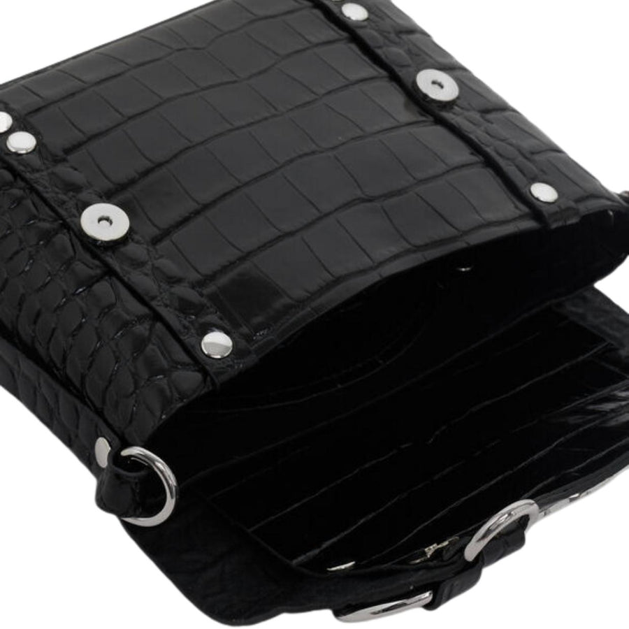 Vivienne Westwood Black Croc-Embossed Leather Kim Crossbody Bag