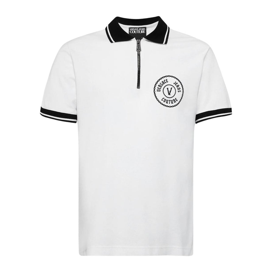 Versace Jeans Couture V Emblem Chain Logo White Polo Shirt