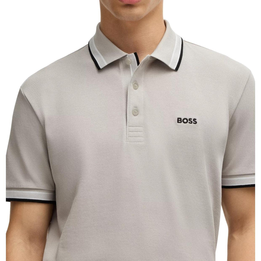 BOSS Logo Paddy Light Grey Polo Shirt