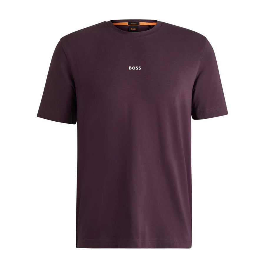 BOSS Printed Logo TChup Relaxed Fit Dark Purple T-Shirt