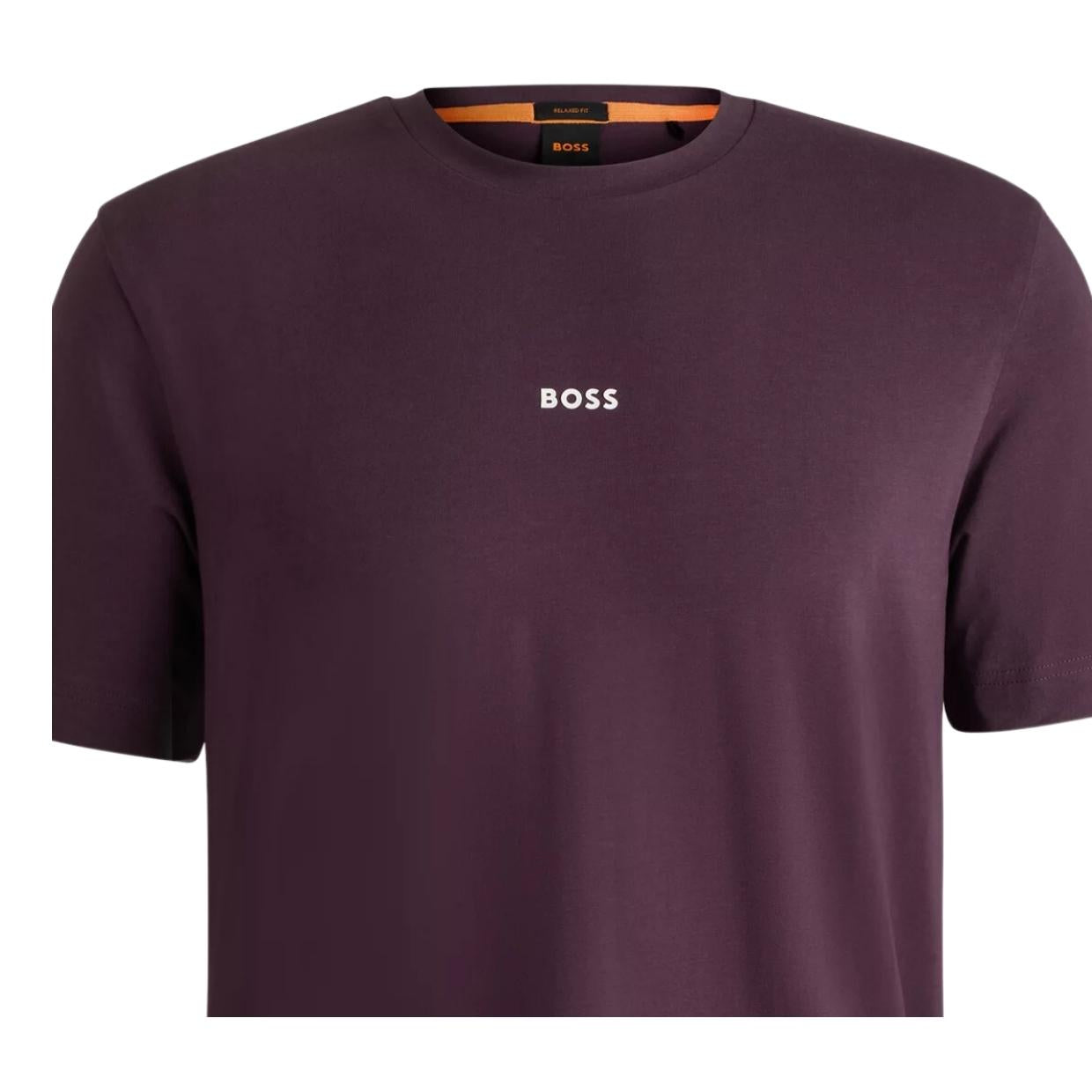 BOSS Printed Logo TChup Relaxed Fit Dark Purple T-Shirt