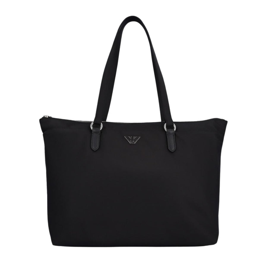 Emporio Armani Eagle Plaque Black Nylon Tote Bag