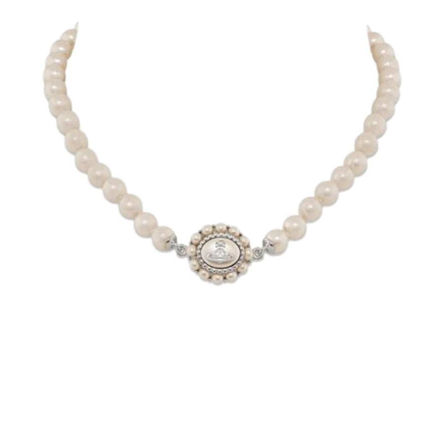 Vivienne Westwood Amaya Platinum/Creamrose Large Pearl Necklace