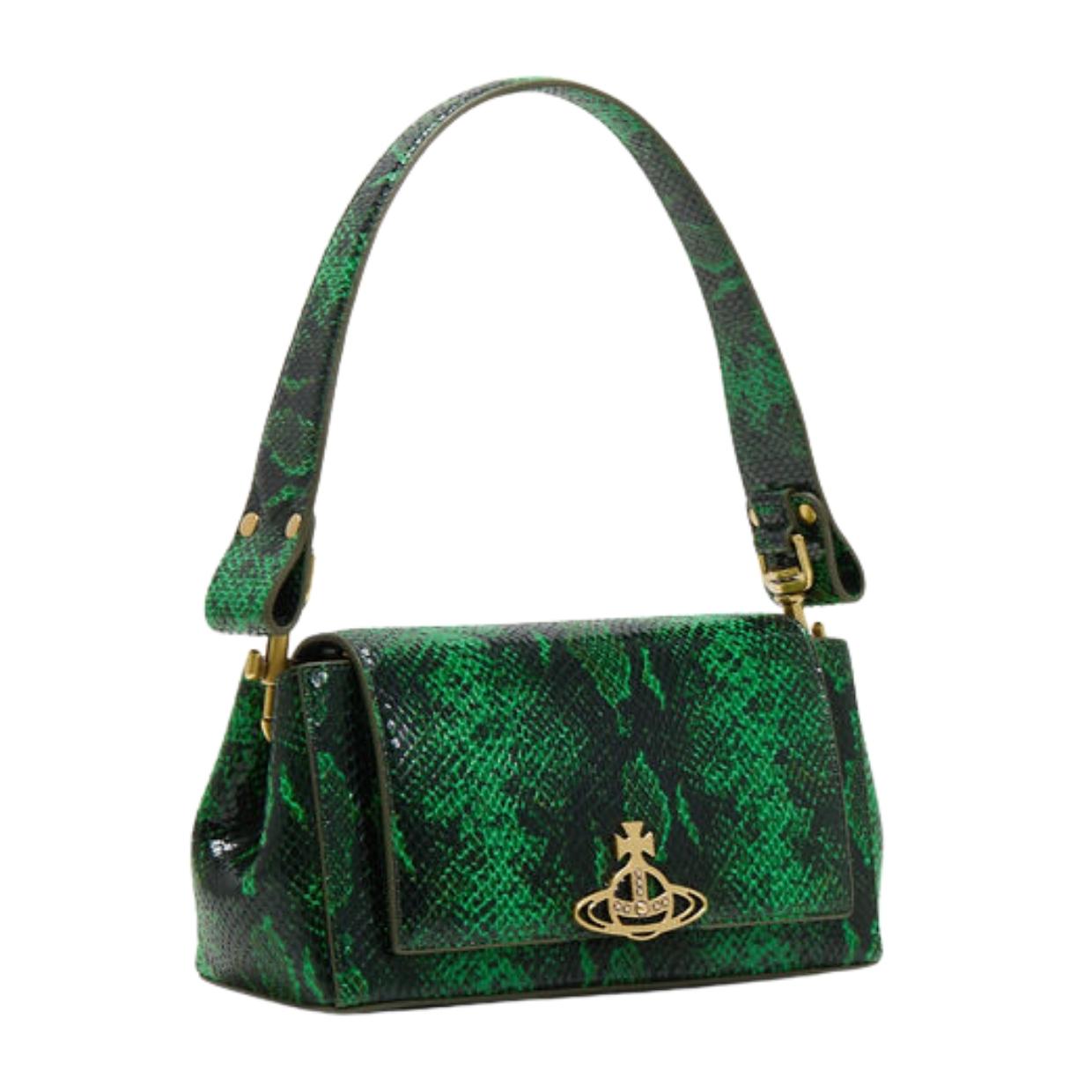 Vivienne Westwood Python Snake Leather Green Medium Hazel Handbag