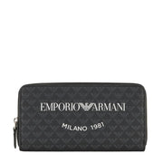 Emporio Armani All-Over Eagle Black Zip-Around Wallet