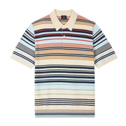 Paul Smith Ecru Multi-Stripe Merino Wool Polo Shirt