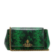 Vivienne Westwood Python Snake Leather Green Medium Hazel Handbag