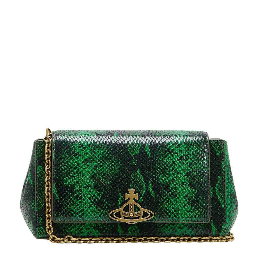 Vivienne Westwood Python Snake Leather Green Medium Hazel Handbag