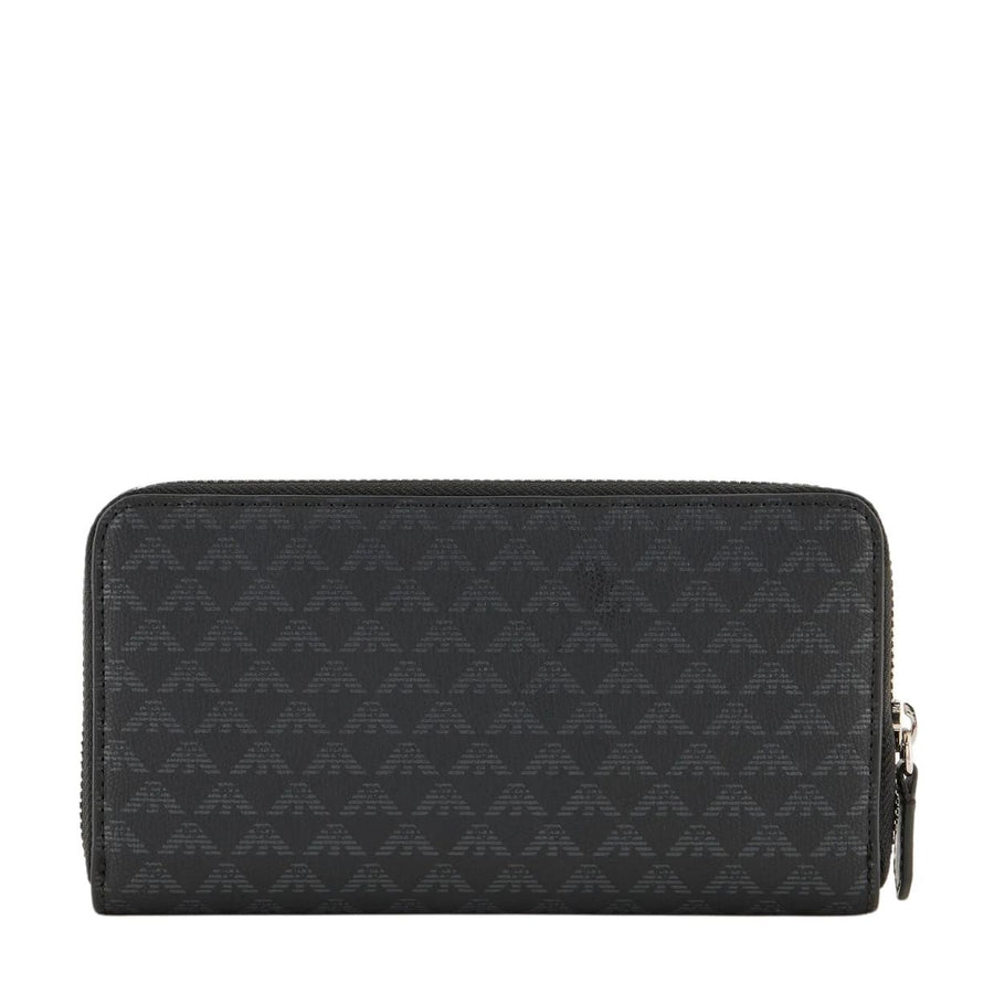 Emporio Armani All-Over Eagle Black Zip-Around Wallet