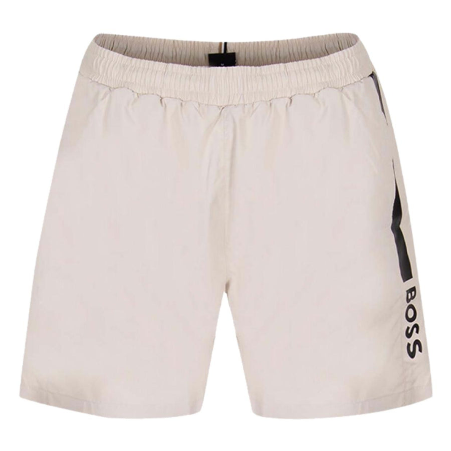 BOSS Dolphin Printed Logo Beige Swim Shorts