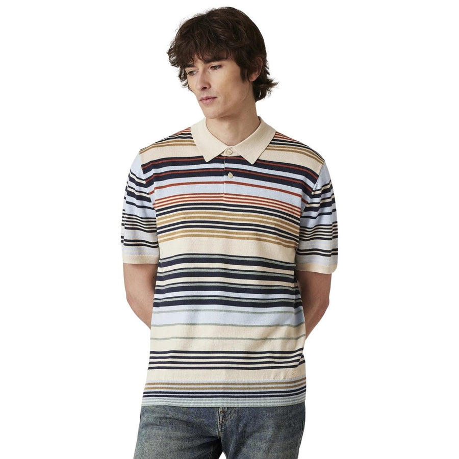 Paul Smith Ecru Multi-Stripe Merino Wool Polo Shirt