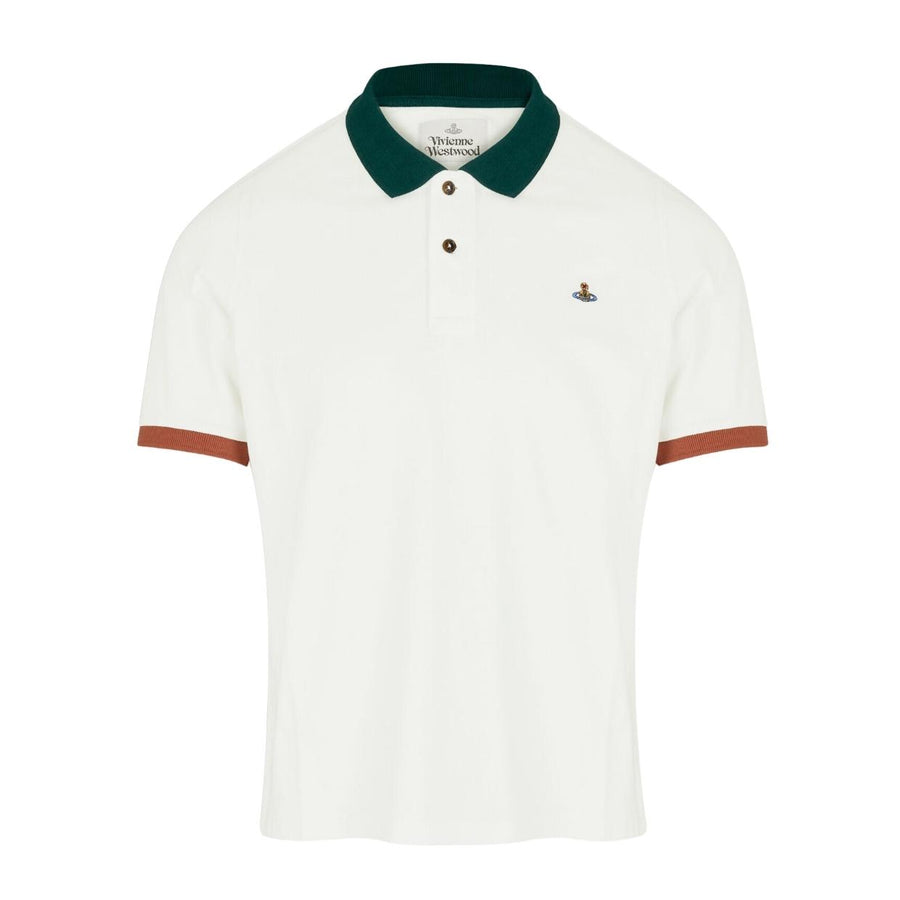 Vivienne Westwood Embroidered Orb Logo Classic White Polo Shirt