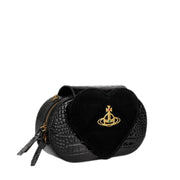 Vivienne Westwood Jonny Heart Flap Black Velvet Crossbody