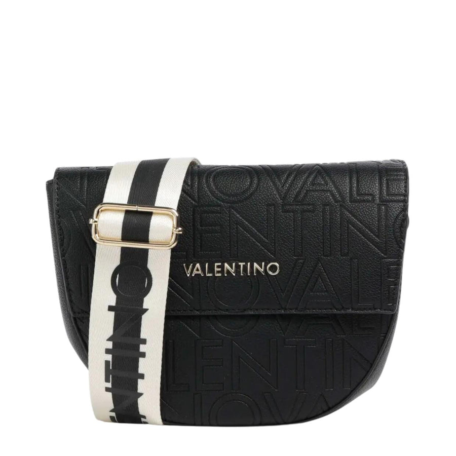 Valentino Bags Embossed Logo Black Pansy Crossbody Bag