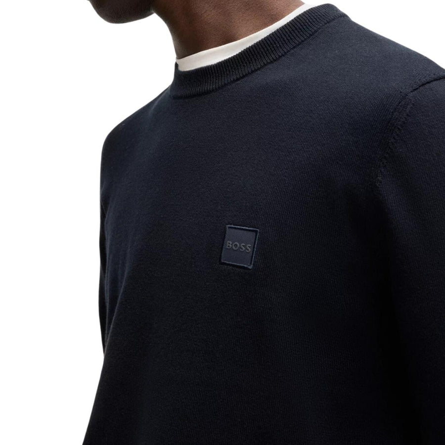 BOSS Kanovano Logo Patch Navy Sweatshirt